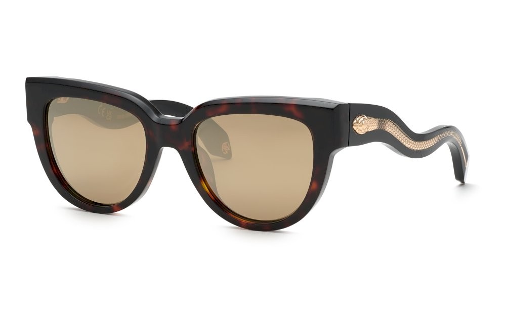 Occhiali da sole Roberto Cavalli SRC054 (743G) colore avana lucida lenti brown/mirror gold
