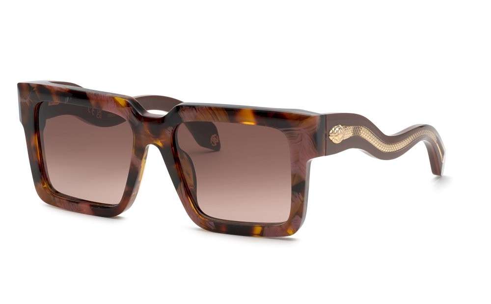 Occhiali da sole Roberto Cavalli SRC055 (01GQ) colore avana marrone/rosa lenti brown gradient brown