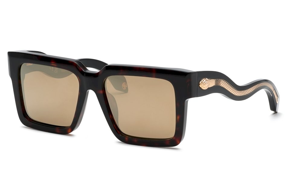 Occhiali da sole Roberto Cavalli SRC055 (743G) colore avana lucida lenti brown/mirror gold