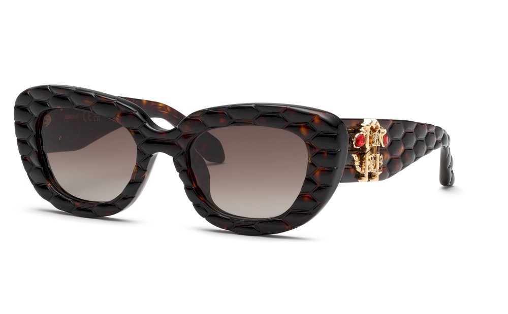Sunglasses Roberto Cavalli SRC058S (0743) color avana marrone/giallo lucida lenses brown gradient brown