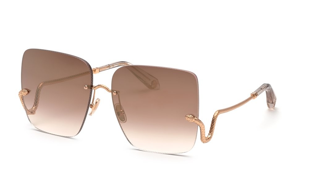 Sunglasses Roberto Cavalli SRC061 (8FCG) color oro ramato lucido lenses brown gradient mirror grad.gold