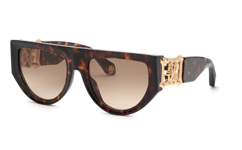 Sunglasses Roberto Cavalli SRC063 (0743) color avana marrone/giallo lucida lenses brown gradient brown