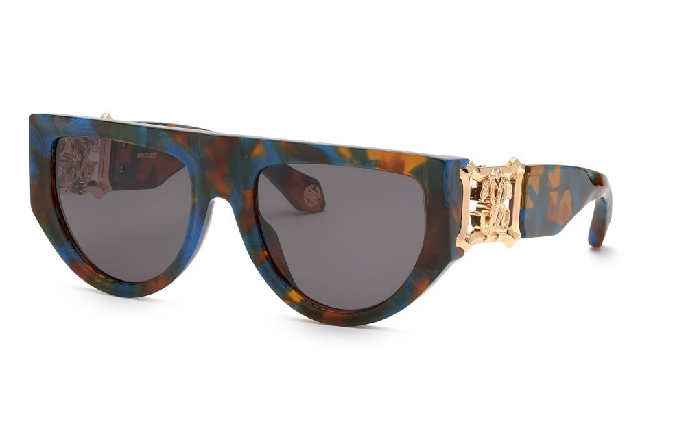 Sunglasses Roberto Cavalli SRC063 (09UV) color avana marrone/blu lenses smoke
