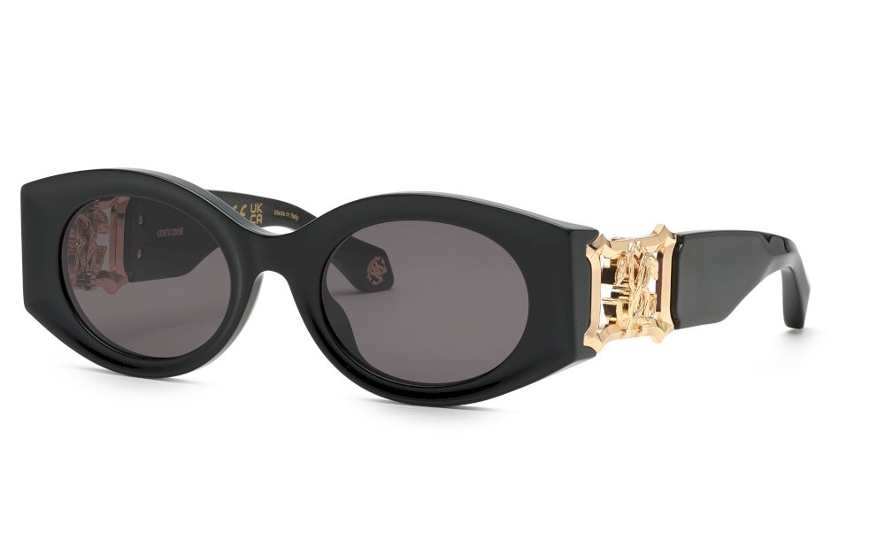 Sunglasses Roberto Cavalli SRC064 (0700) color nero lucido lenses smoke