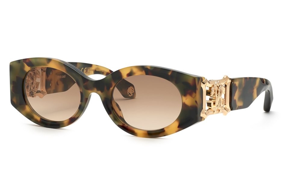Sunglasses Roberto Cavalli SRC064 (0AGG) color avana vintage lucida lenses brown gradient brown
