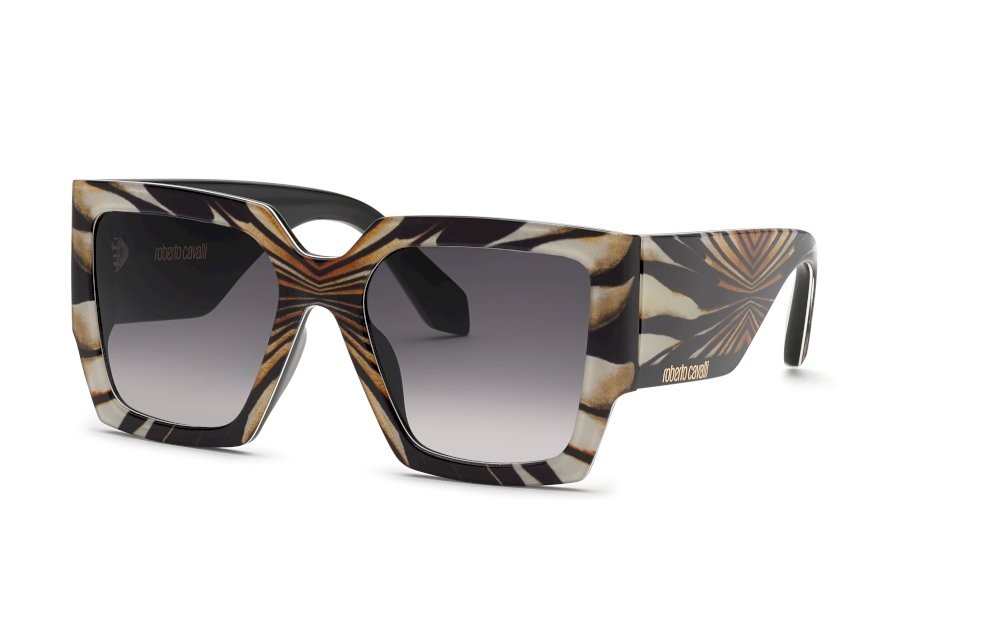 Sunglasses Roberto Cavalli SRC067V (06K4) color bianco+nero lenses smoke gradient