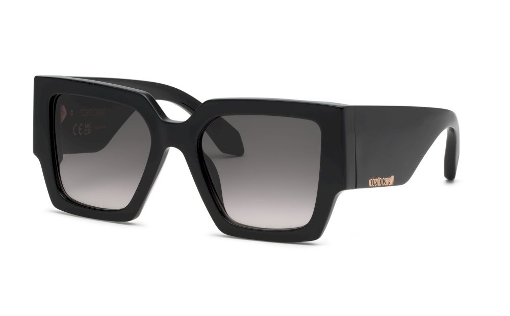 Sunglasses Roberto Cavalli SRC067W (0700) color nero lucido lenses smoke gradient
