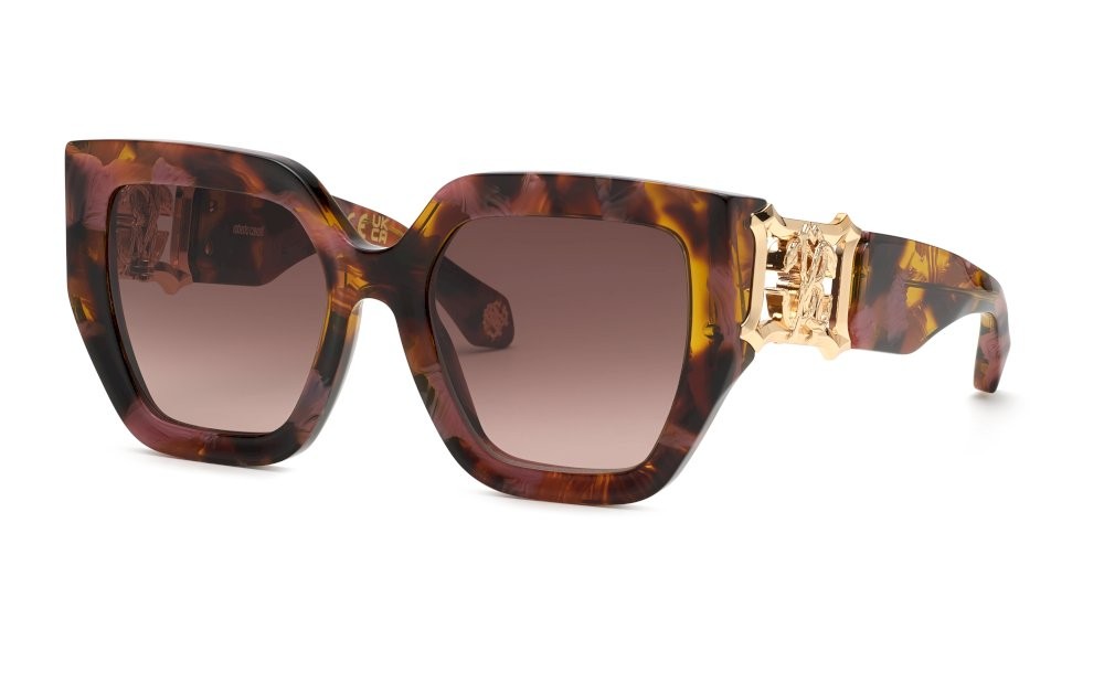Occhiali da sole Roberto Cavalli SRC089 (01GQ) colore avana marrone/rosa lenti brown gradient brown