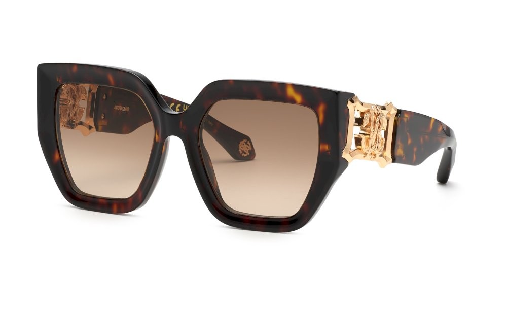 Sunglasses Roberto Cavalli SRC089 (0743) color avana marrone/giallo lucida lenses brown gradient brown