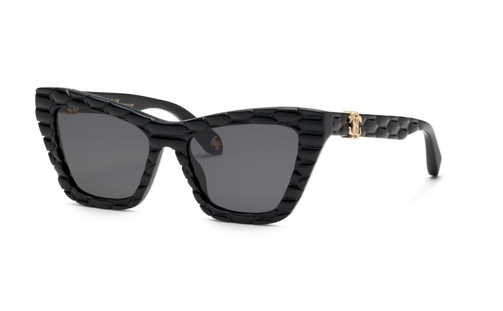 Sunglasses Roberto Cavalli SRC091V (0700) color nero lucido lenses smoke