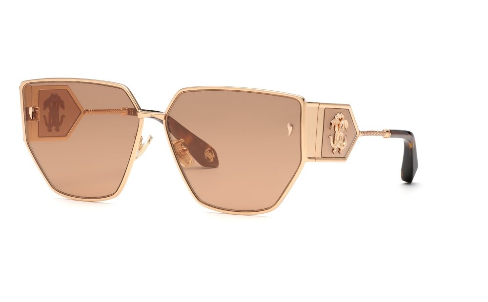 Sunglasses Roberto Cavalli SRC092 (8FCG) color oro ramato lucido lenses brown/mirror copper