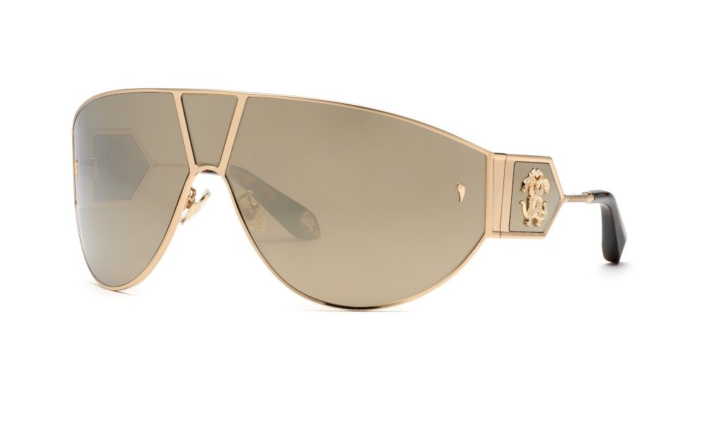 Occhiali da sole Roberto Cavalli SRC093 (300G) colore oro rose' lucido lenti brown/mirror gold