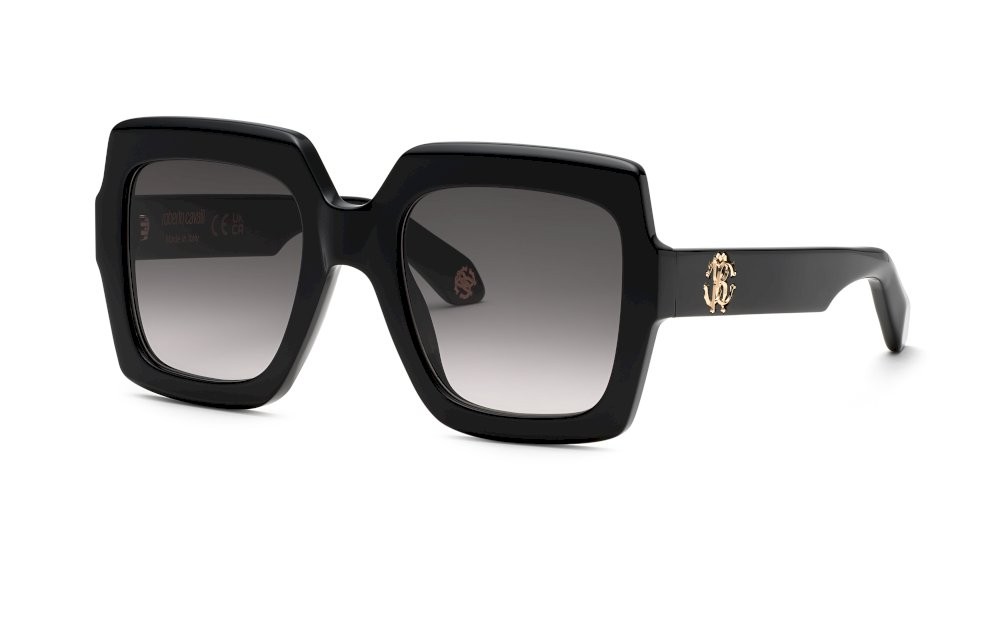 Sunglasses Roberto Cavalli SRC108 (0700) color nero lucido lenses smoke gradient