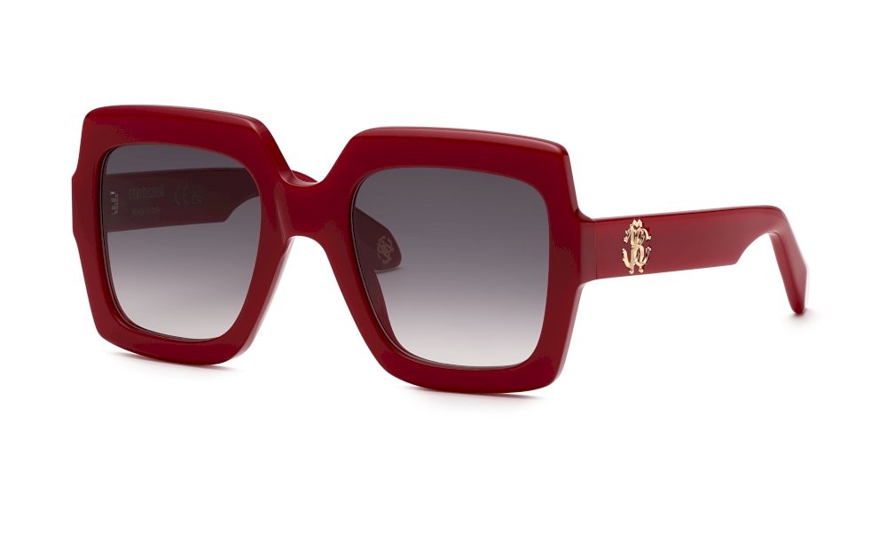 Sunglasses Roberto Cavalli SRC108 (09EZ) color rosso pieno lucido lenses smoke gradient