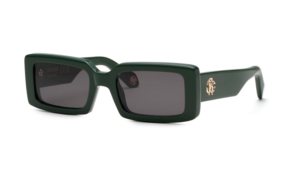 Sunglasses Roberto Cavalli SRC109 (0D80) color verde pieno lucido lenses smoke