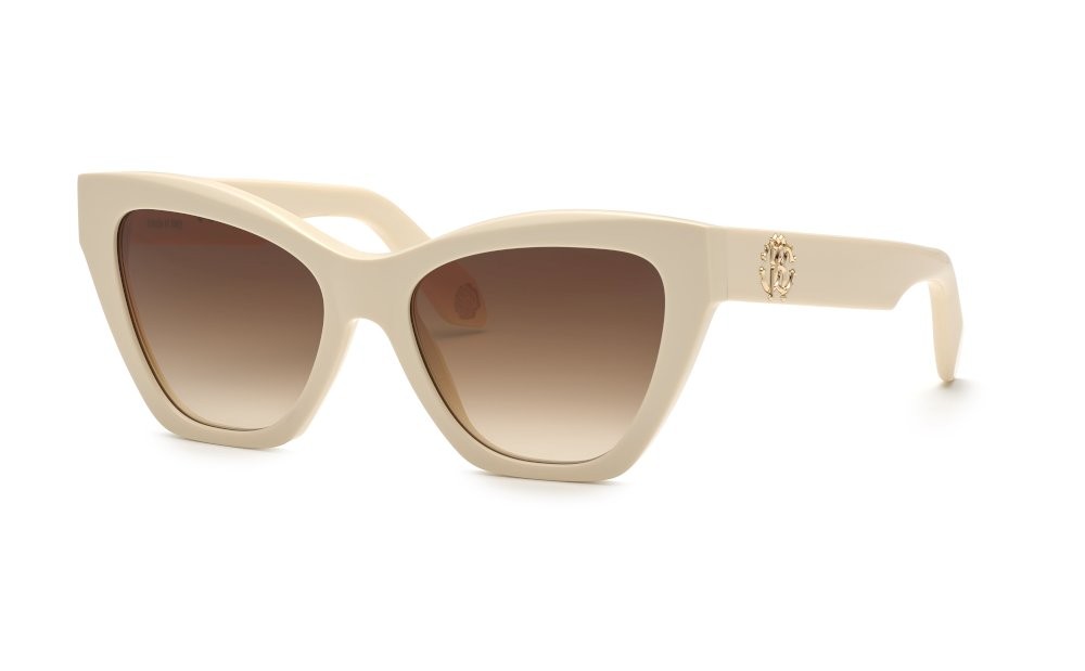 Sunglasses Roberto Cavalli SRC110 (09X7) color panna pieno lucido lenses brown gradient