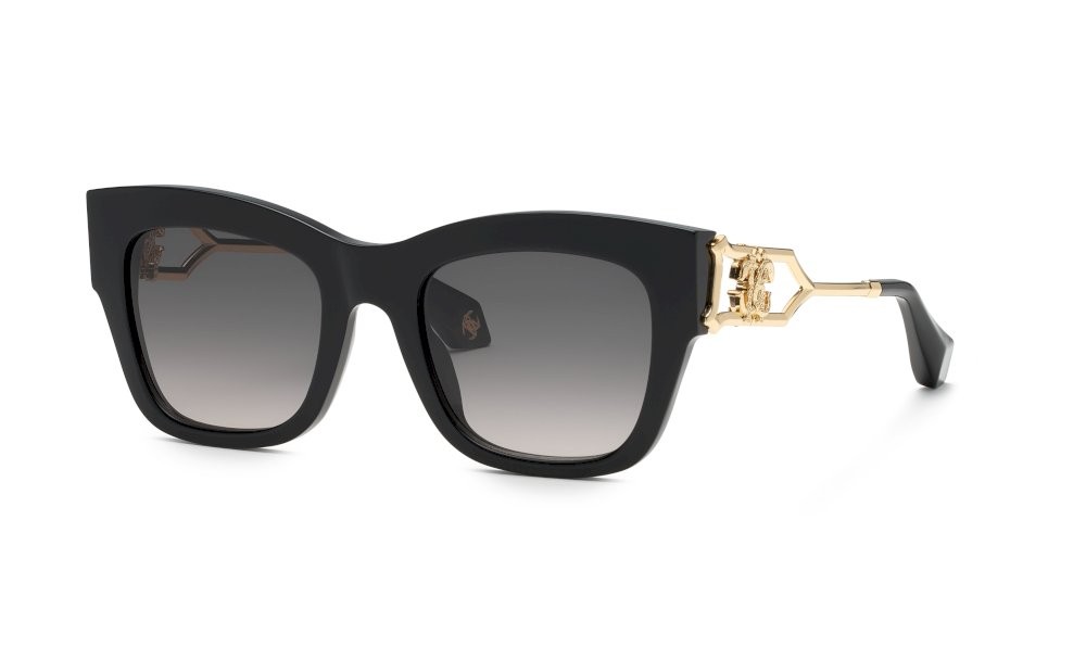 Sunglasses Roberto Cavalli SRC130 (0700) color nero lucido lenses smoke gradient
