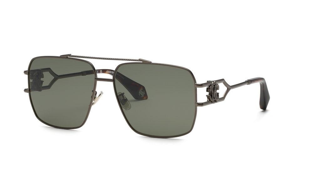 Occhiali da sole Roberto Cavalli SRC131 (0568) colore bachelite lucida totale lenti green