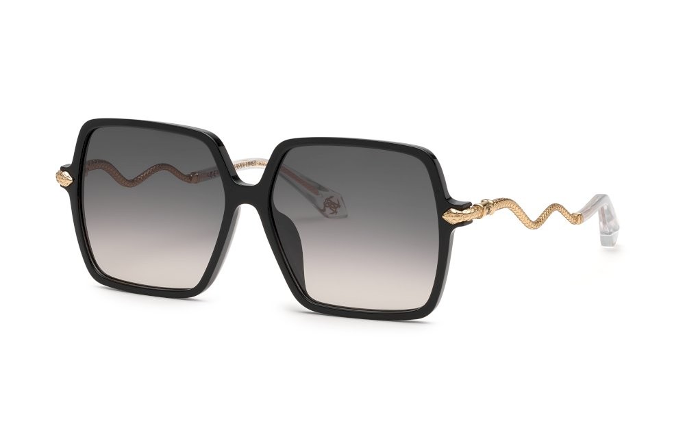 Sunglasses Roberto Cavalli SRC132 (0700) color nero lucido lenses smoke gradient