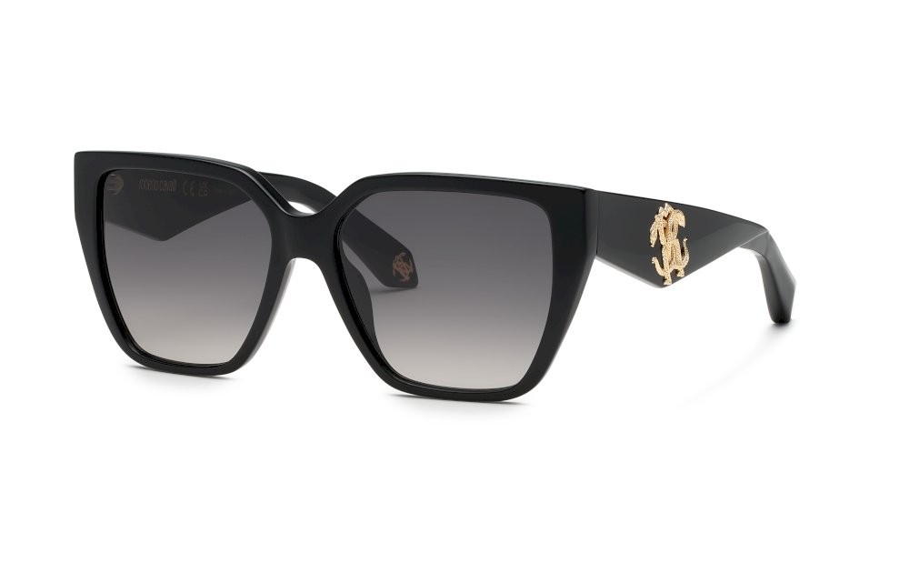 Sunglasses Roberto Cavalli SRC137 (0700) color nero lucido lenses smoke gradient