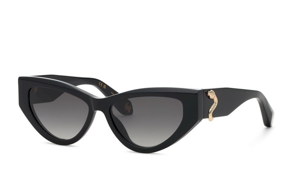 Sunglasses Roberto Cavalli SRC184 (0700) color nero lucido lenses smoke gradient