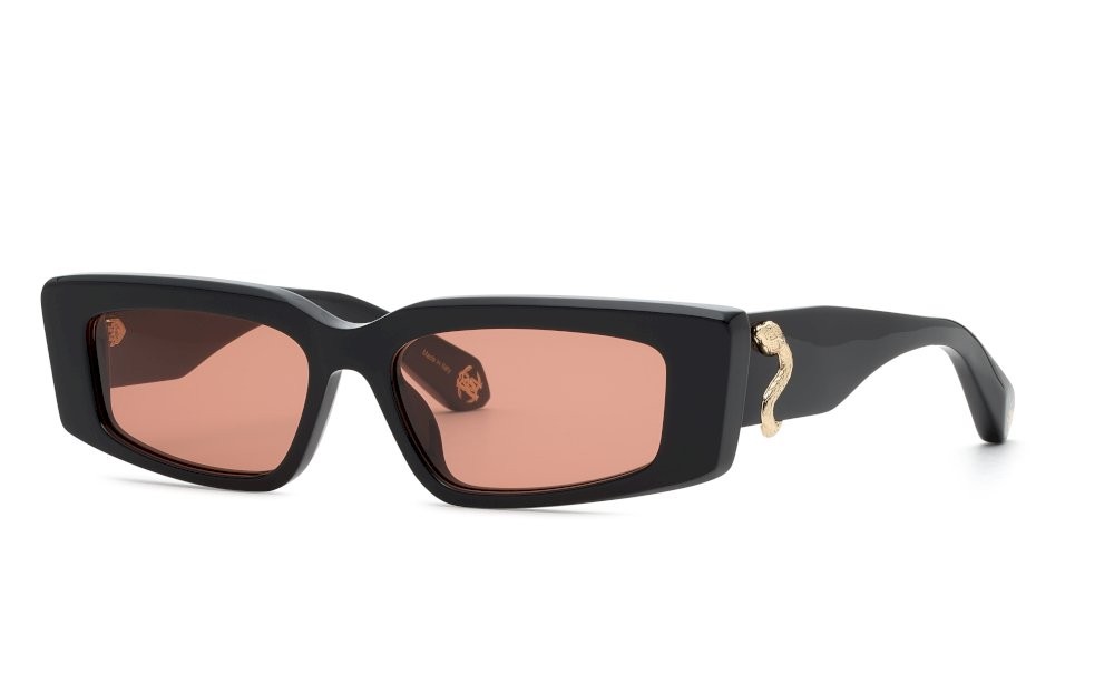Occhiali da sole Roberto Cavalli SRC185 (700Y) colore nero lucido lenti orange
