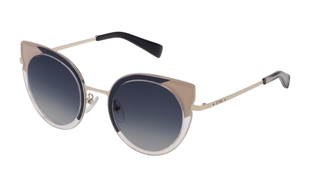 Occhiali da sole Sting Charming 1 SST324 (07CP) colore cristallo c/parti blu lucido  lenti blue grad.