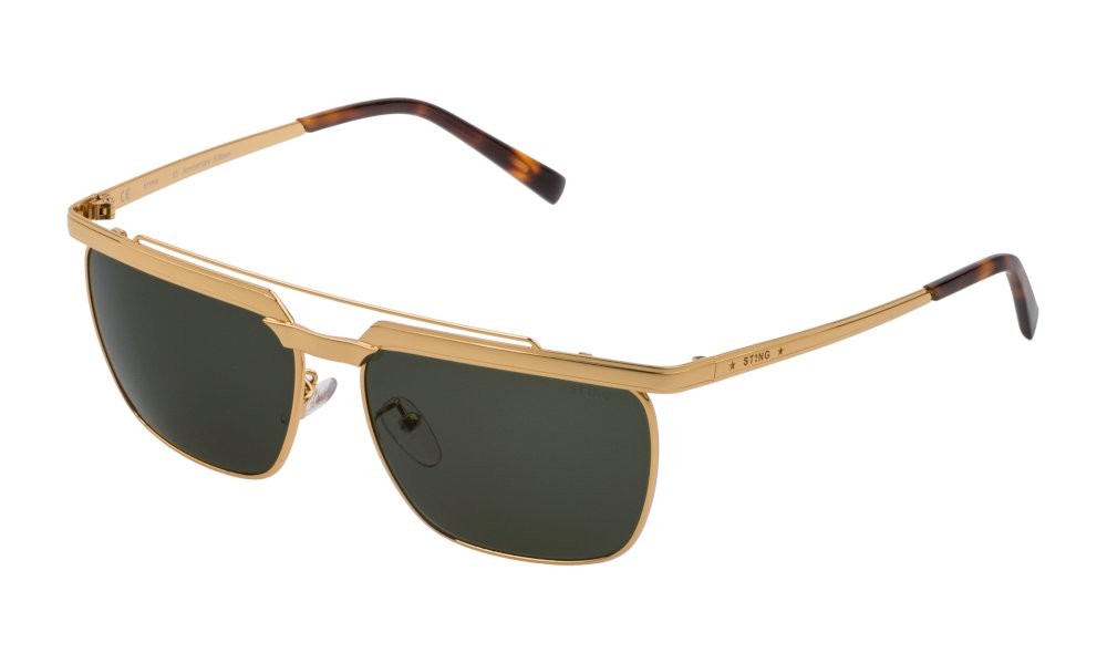 Occhiali da sole Sting SST358V (0200) colore oro endura lucido totale lenti green