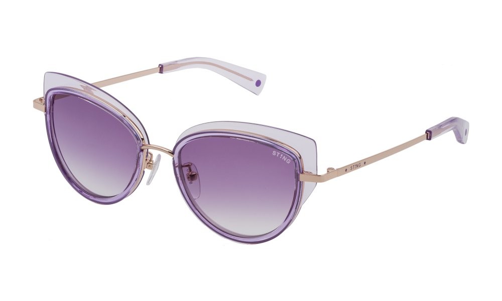 Sonnenbrillen Sting Charming 7 SST361V (0E66) farbe oro rosè lucido c/parti viola gläser violet gradient