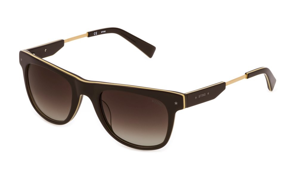 Occhiali da sole Sting Hale 1 SST383 (0AAH) colore top marrone - beige marrone lucido lenti brown gradient