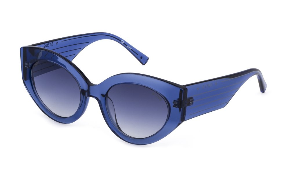 Occhiali da sole Sting Clear 2 SST391 (0U11) colore blu trasparente  lenti blue gradient