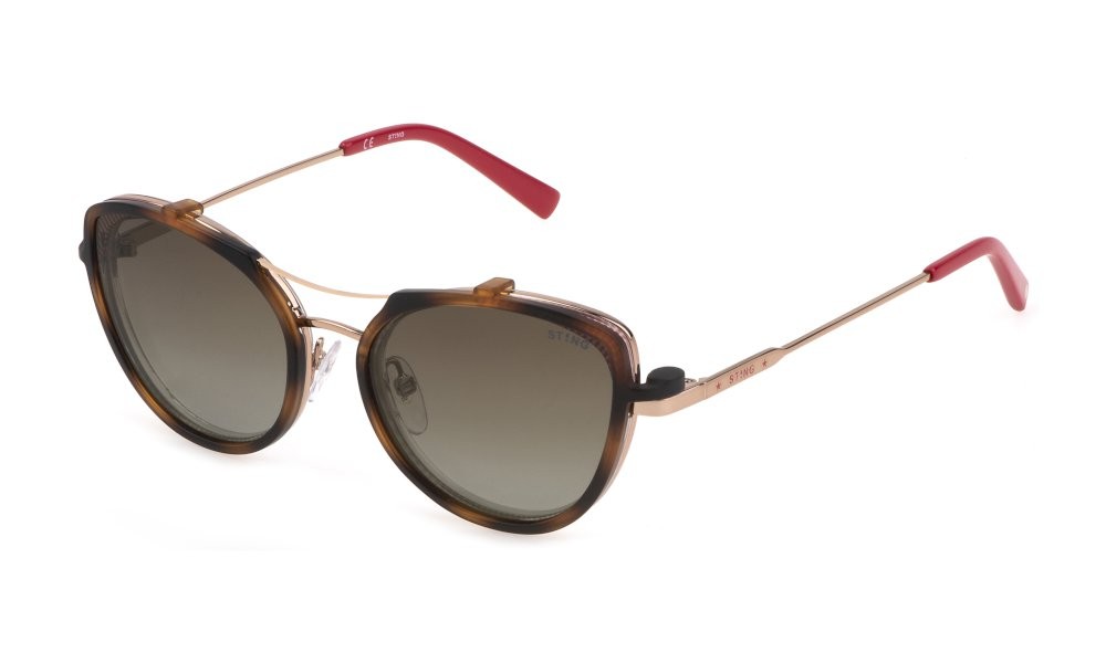Occhiali da vista Sting Earth 2 SST431V (A39P) C/CLIP-ON colore oro rosso lucido lenti brown gradient