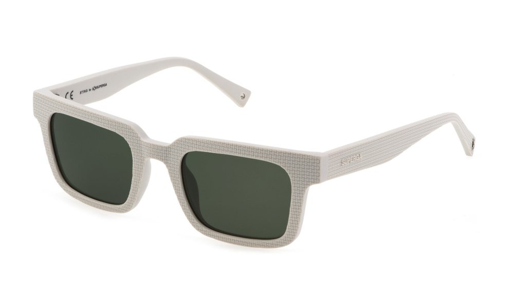 Occhiali da sole Sting SST435 (6VCP) colore bianco opaco lenti green gradient 