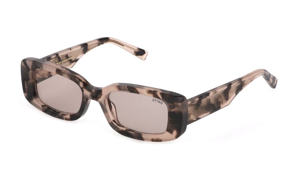 Occhiali da sole Sting SST441 (07TB) colore avana cipria lucida lenti pink