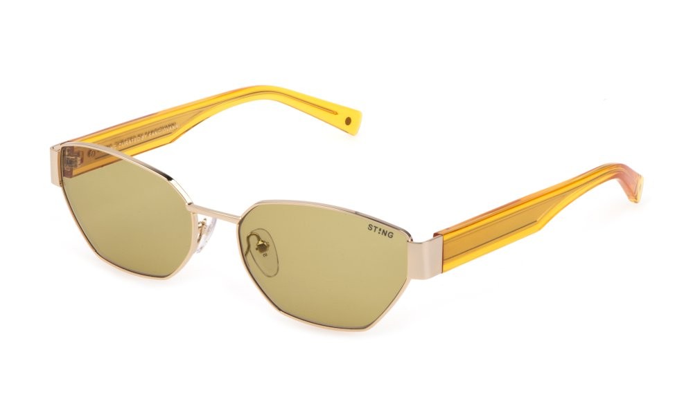 Occhiali da sole Sting SST442 (0300) colore oro rosè lucido totale lenti camel 