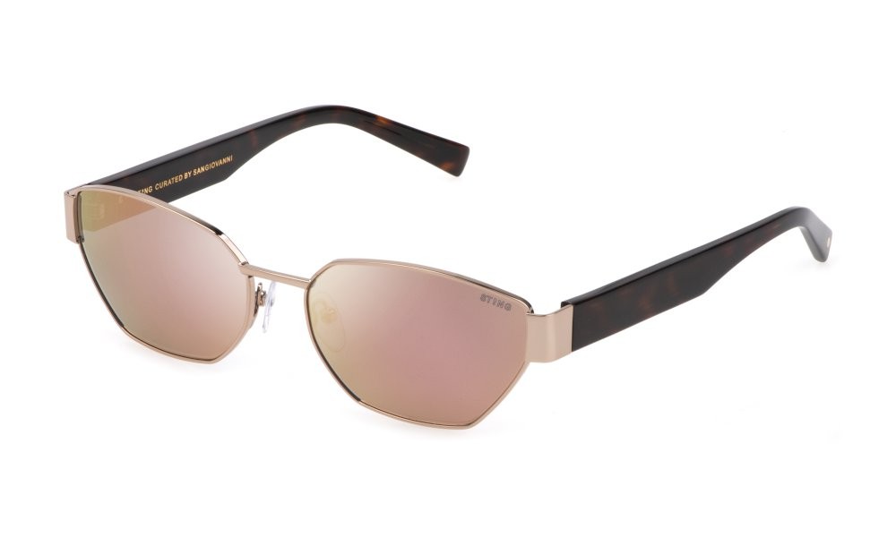 Occhiali da sole Sting SST442 (A39X) colore oro rosso lucido totale lenti smoke / mirror pink