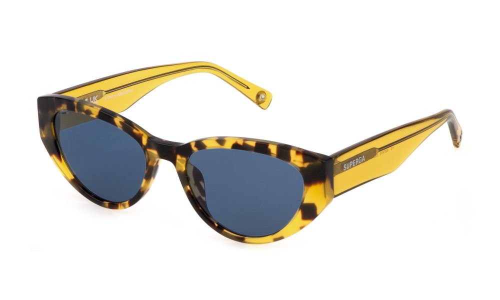 Occhiali da sole Sting SST478 (0781) colore avana marron - gialla lucida lenti blue 