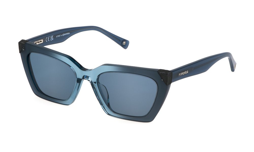 Occhiali da sole Sting SST495 (06PE) colore blu sfumato lenti blue