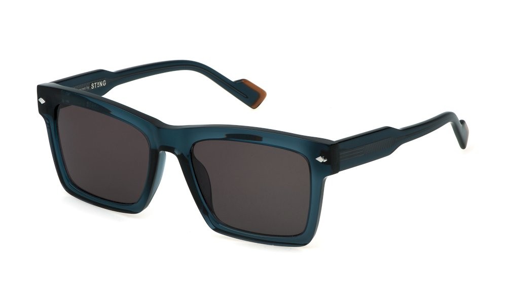 Occhiali da sole Sting SST512 (06SB) colore blu trasparente lucido lenti brown