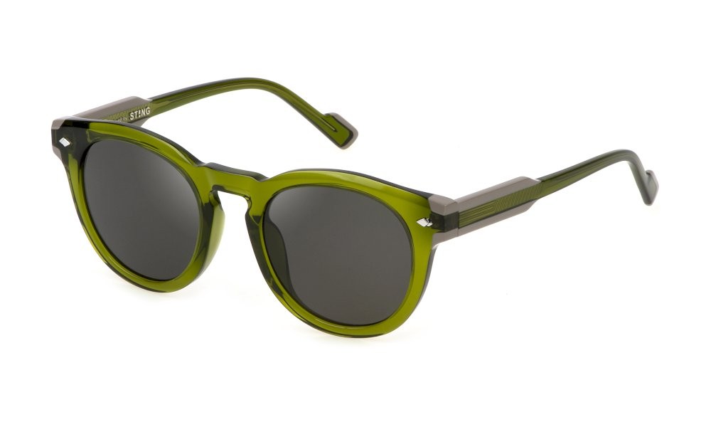 Occhiali da sole Sting SST513 (06W5) colore verde trasparente lenti smoke