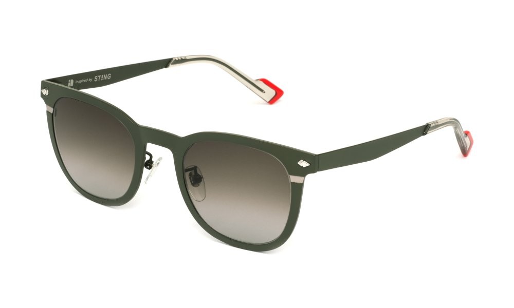 Occhiali da sole Sting SST522 (0371) colore kaki pieno c/parti colorate lenti brown gradient