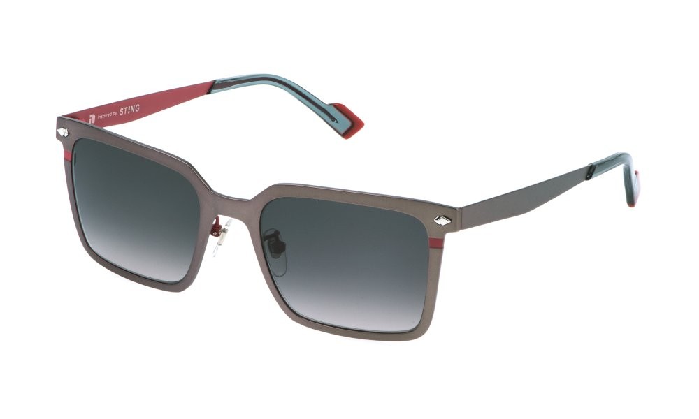 Occhiali da sole Sting SST523 (0597) colore bachelite c/parti rosso lenti smoke gradient