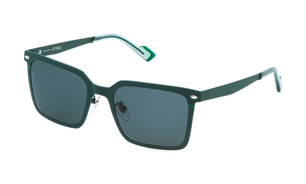 Occhiali da sole Sting SST523 (08HT) colore verde c/parti colorate lenti smoke
