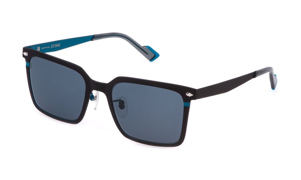 Occhiali da sole Sting SST523 (0SB3) colore nero semilucido c/parti colorate lenti blue