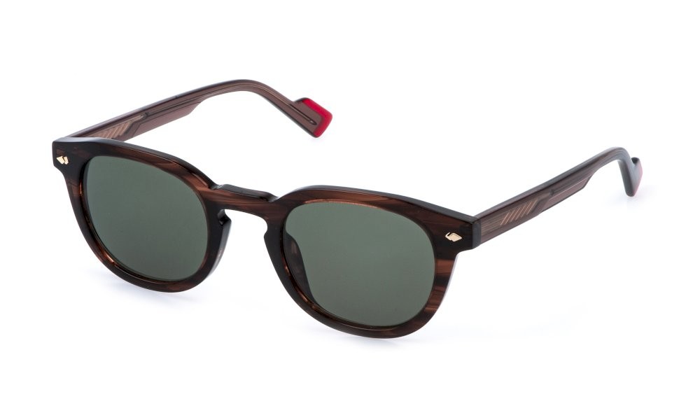 Occhiali da sole Sting SST558 (0GEQ) colore nero sfumato marrone/ocra striato lenti green