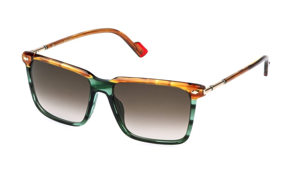 Occhiali da sole Sting SST560V (0VBT) colore verde striato trasparente lenti brown gradient brown