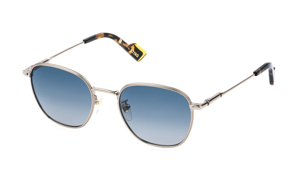Occhiali da sole Sting SST561V (8L7P) colore oro grigio lucido lenti blue gradient smoke