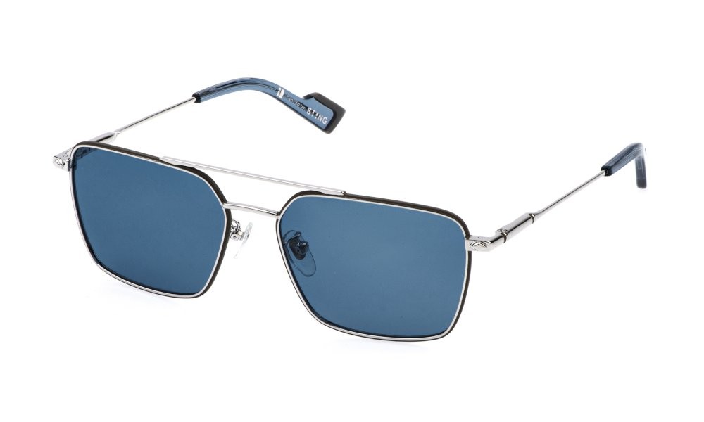 Occhiali da sole Sting SST562V (S33P) colore palladio lucido c/parti sabbiate/colorat lenti blue