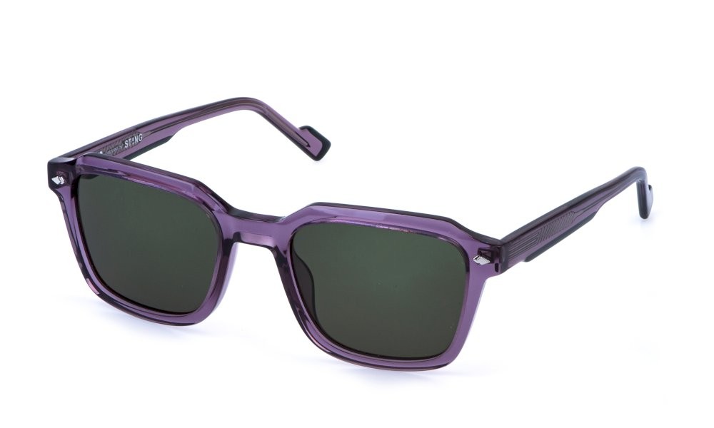 Occhiali da sole Sting SST570 (0G42) colore viola trasparente lucido lenti green