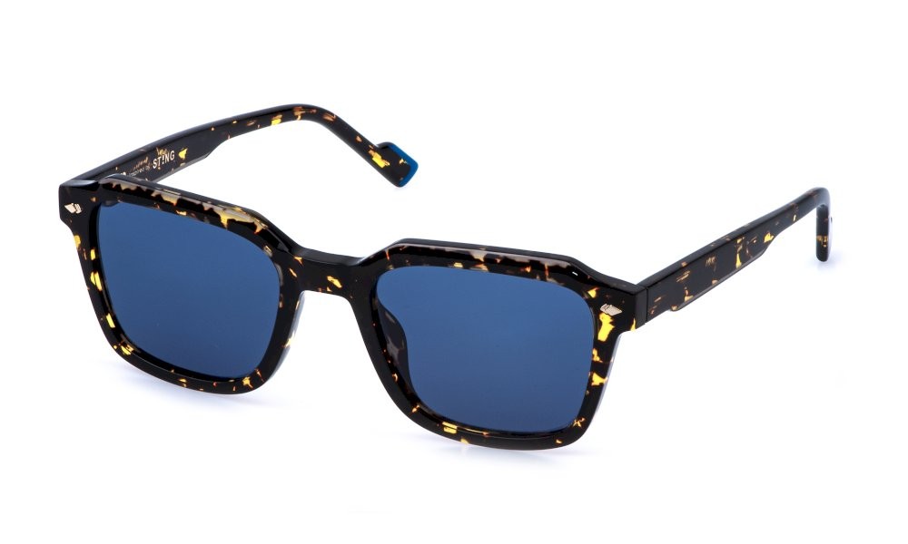 Occhiali da sole Sting SST570V (09BC) colore avana nero/ocra lenti blue